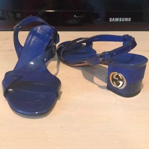 Gucci Royal Blue Patent Leather Sandals